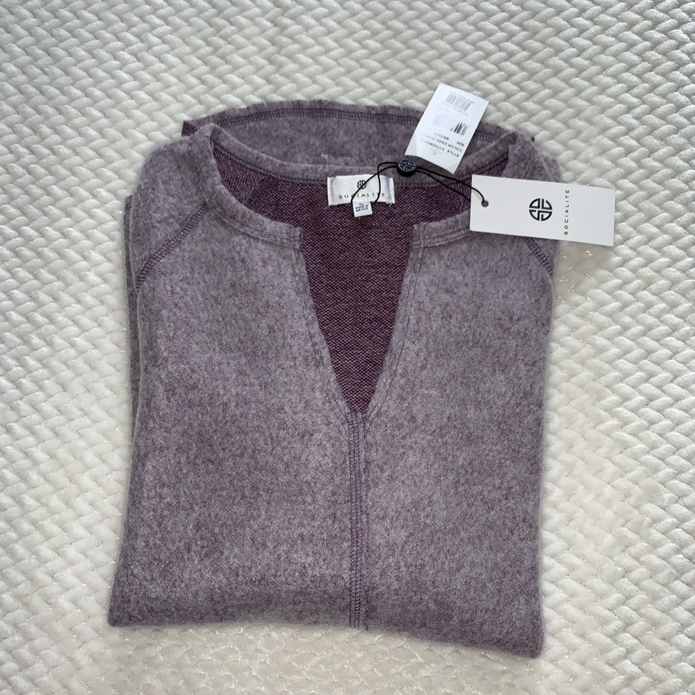 Socialite Split Neck Raglan Top